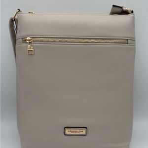 London Fog Beige Crossbody Bag with Gold Accents